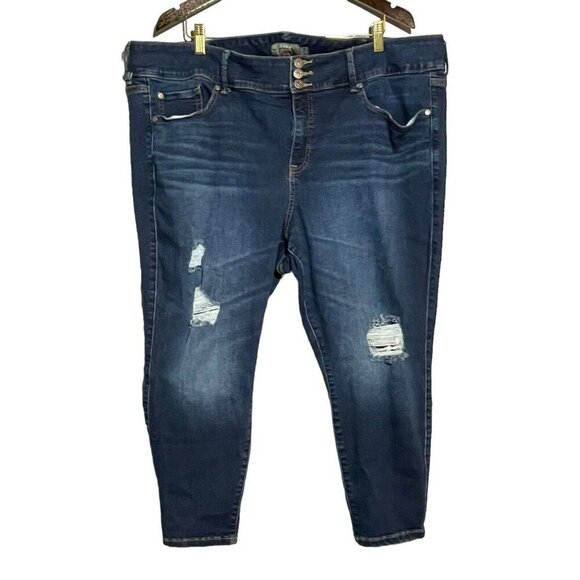 Torrid Feel Fit Skinny Jeans Jegging Women Size 24XS Hole Distressed Moto Biker - Picture 1 of 10